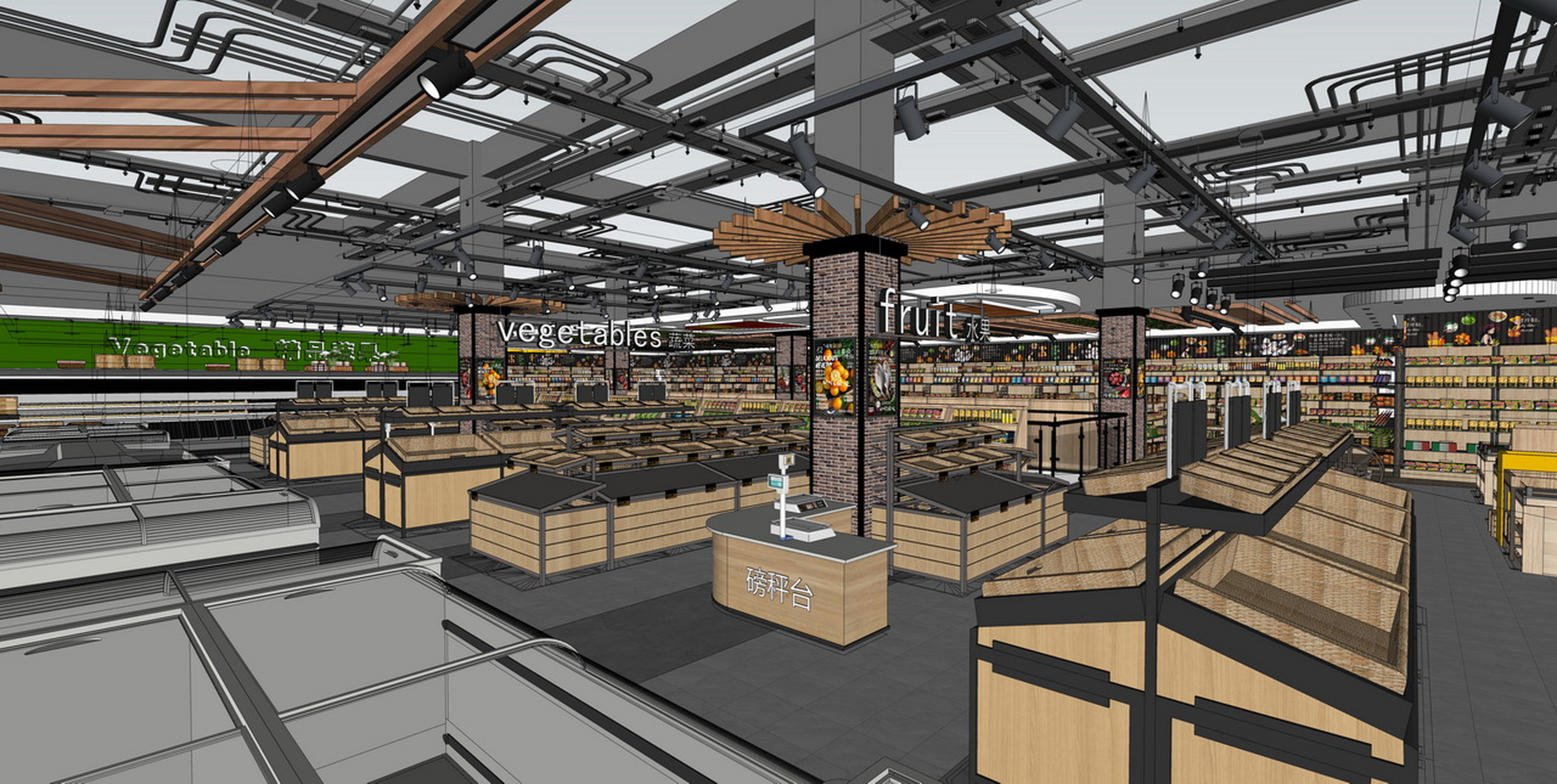 现代大型超市su模型分享