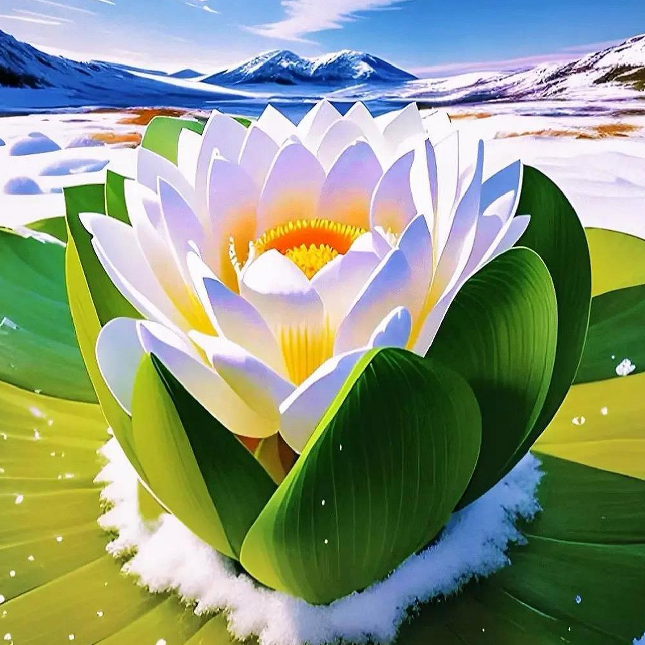 今见97吉祥如意07纯洁的雪莲花9090云岭冰峰素色寒,雪莲典雅