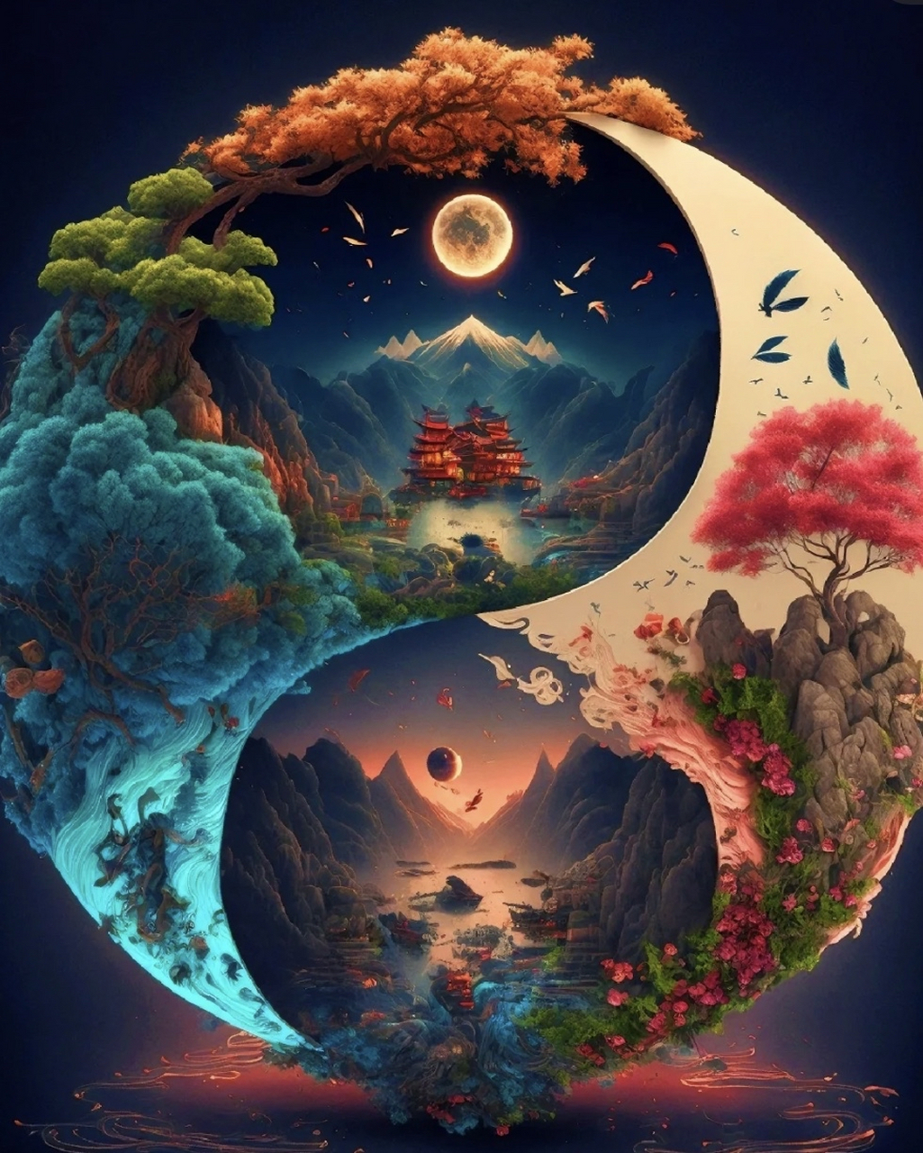 太极图:宇宙,自然与人类和谐的象征  太极图,一幅简单而神秘的图案,它