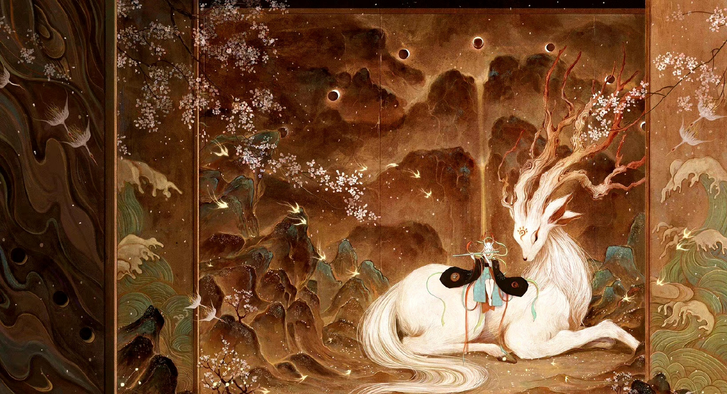 画师舍溪神话系列绘画作品欣赏,展现了山海经中的故事.