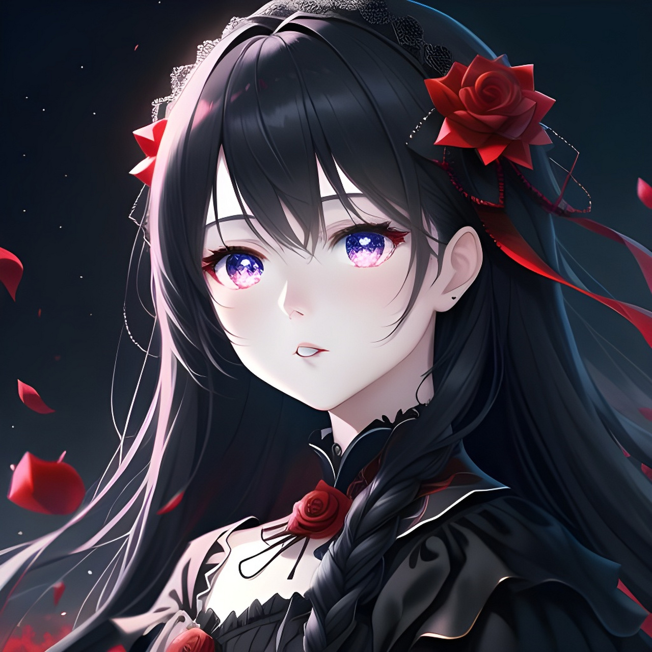 暗黑系玫瑰女孩头像[比心][比心] #头像# #二次元美图#  #百度ai绘图