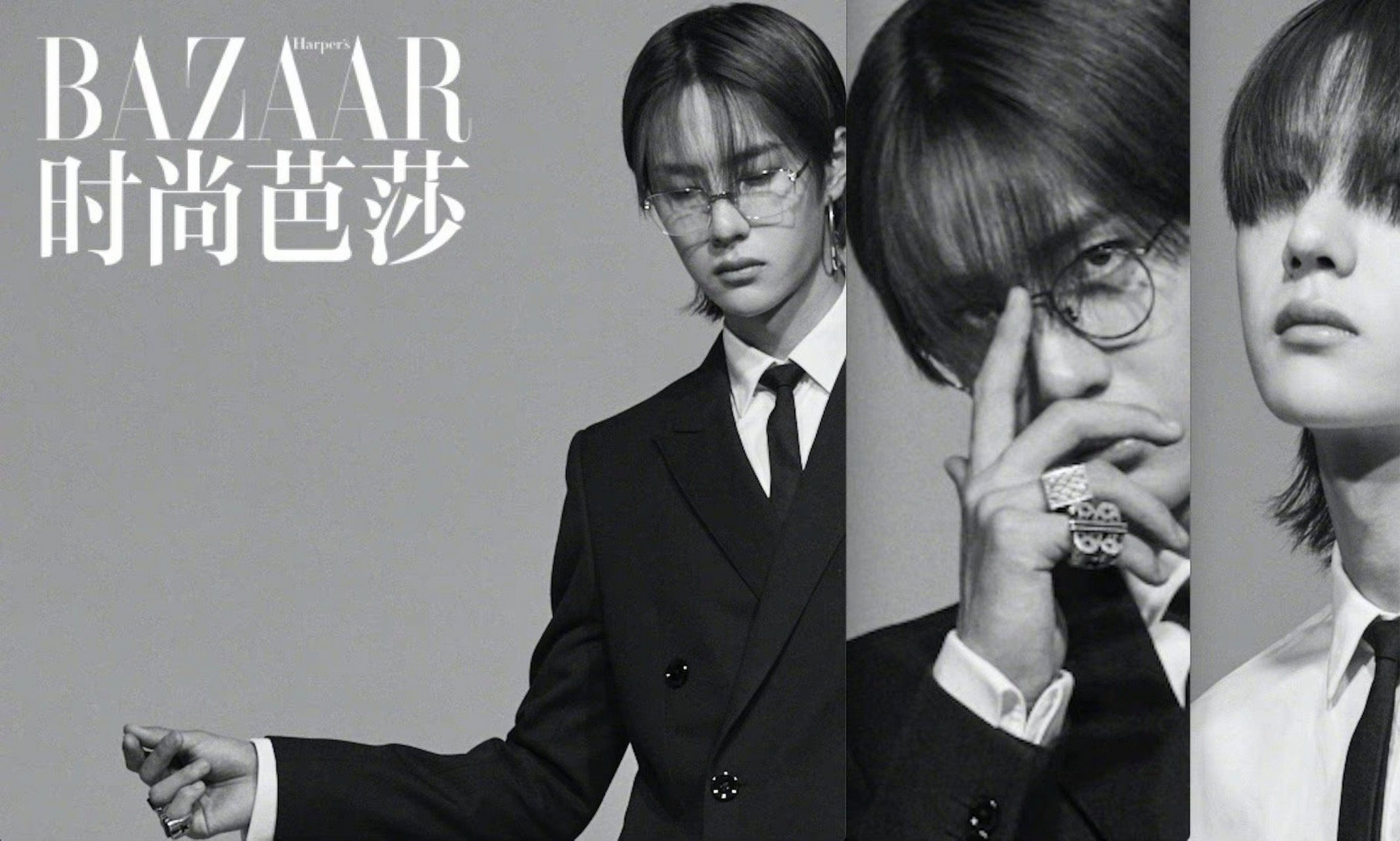 王一博美图# 一组王一博的时尚黑白大片,超酷的氛围感,无论哪个角度