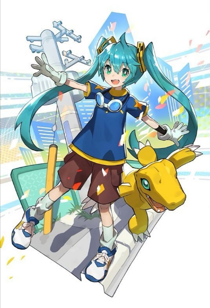 初音未来# 和#数码宝贝# 的梦幻联动,最喜欢嘉儿和天女兽啦[爱你]