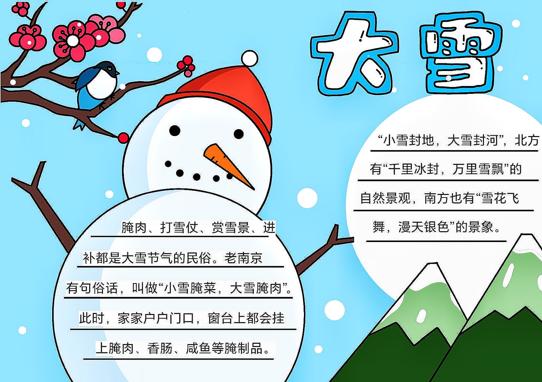 雪的手抄报简单又漂亮图片