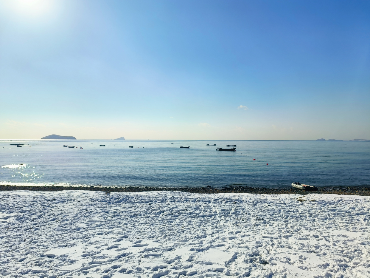 大连银沙滩,雪后的网红打卡地