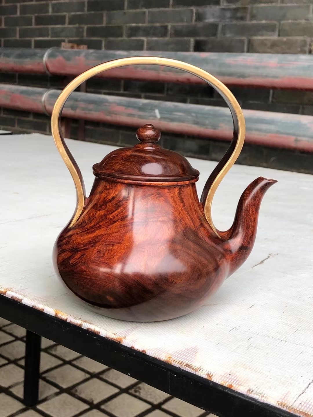 海南黄花梨紫油梨老料思婷提梁壶