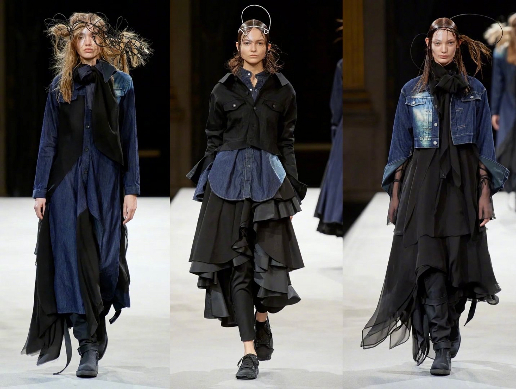yohji yamamoto f/w 2022 山本耀司秋冬女装系列,牛仔夹克,棉质衬衫