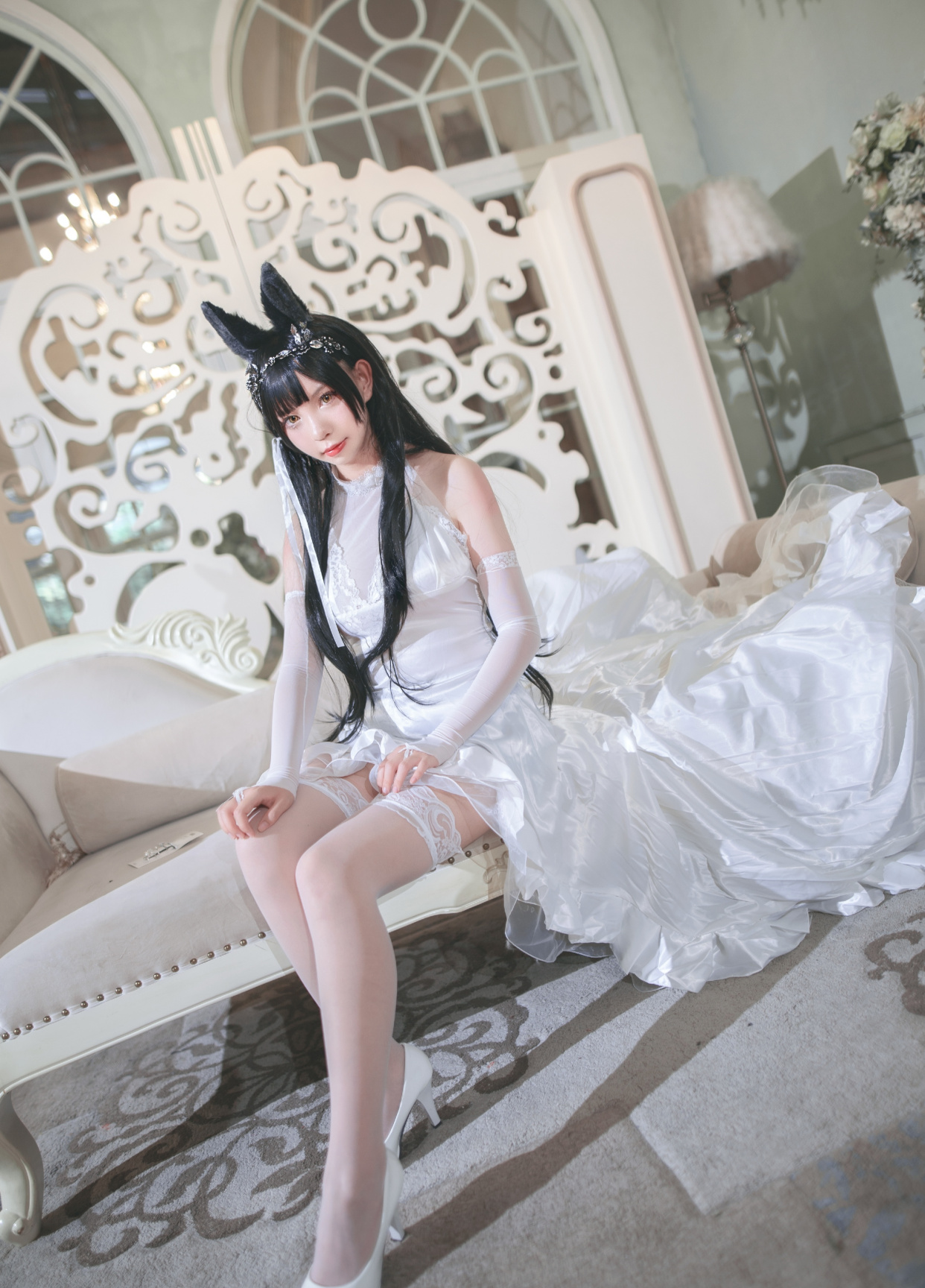 cosplay:纯白花嫁爱岩与她的"白丝"婚纱福利,希望大家会喜欢