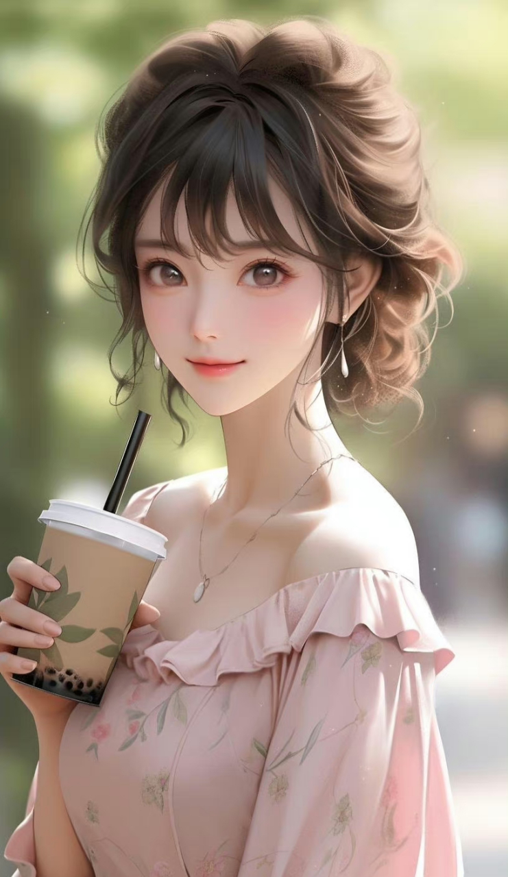 珍珠奶茶甜美少女壁纸~ "秋天的第一杯.