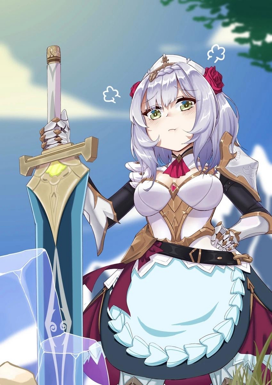 挖矿好帮手诺艾尔酱!自己的事自己干啦,旅行者[顶]#原神#  画师:hpapo