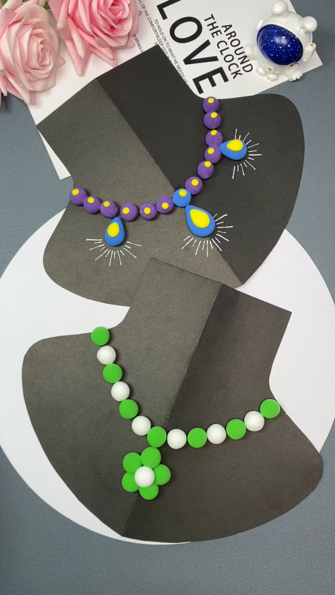 女神节快到了,适合小朋友的手工粘土项链,简单易学!