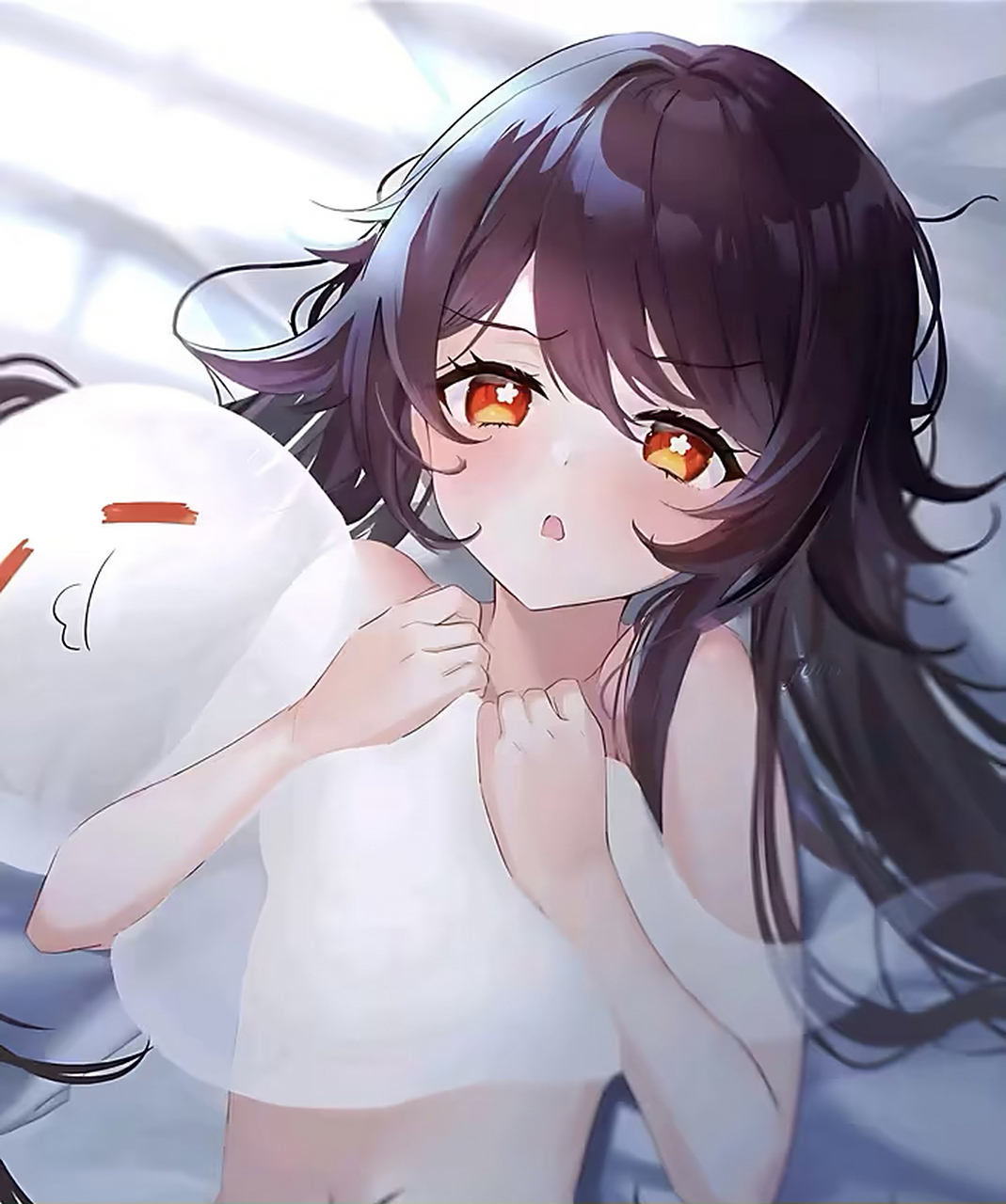 把客户的幽灵,当成被子来盖的小胡桃[摸头]#原神#  画师:huu(图1)