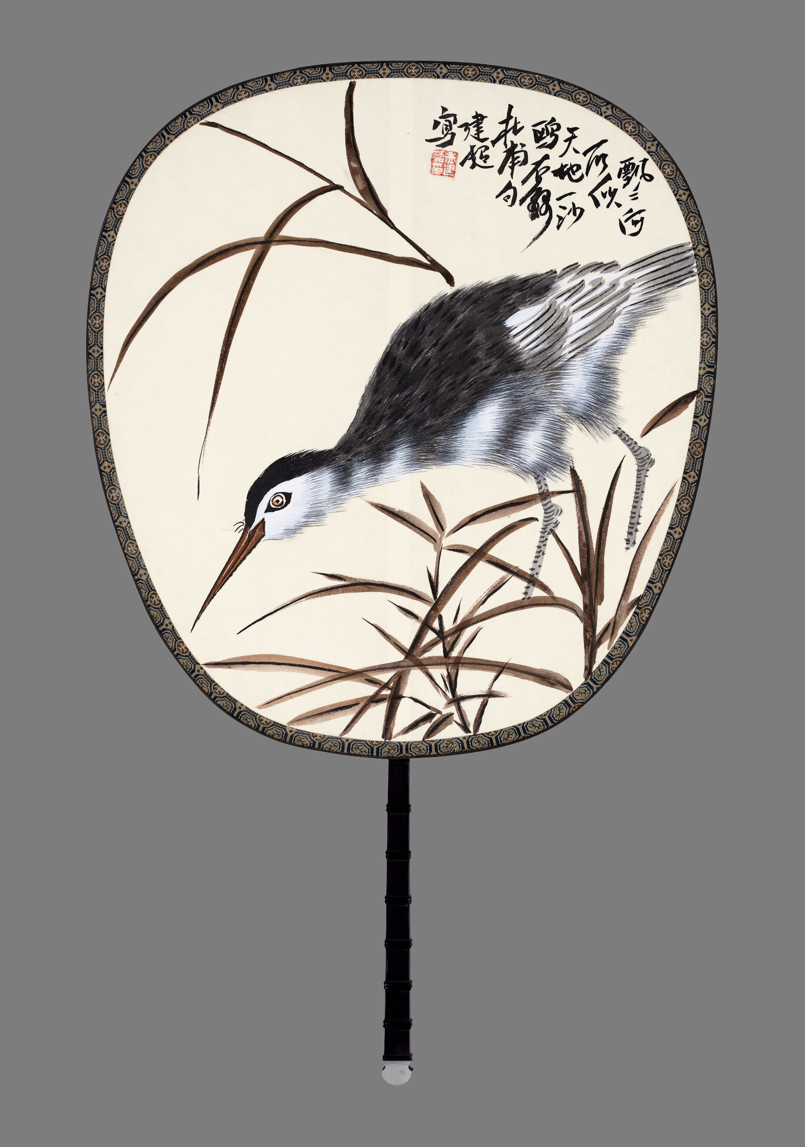 画家孟建超团扇花鸟画欣赏