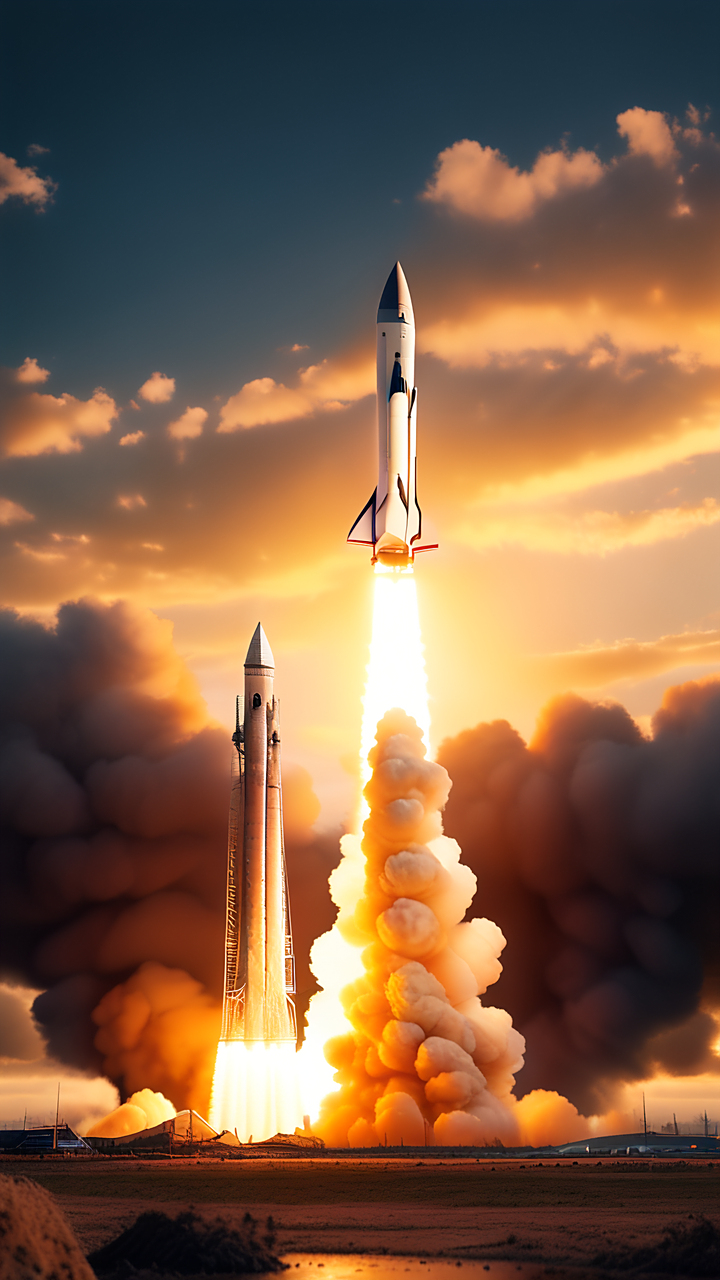 ai绘画作品分享,神州火箭飞天