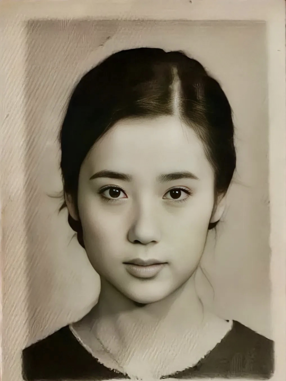 这是1990年,16岁她的留影,照片中的她鼻若悬胆,眉眼如墨,明眸皓齿