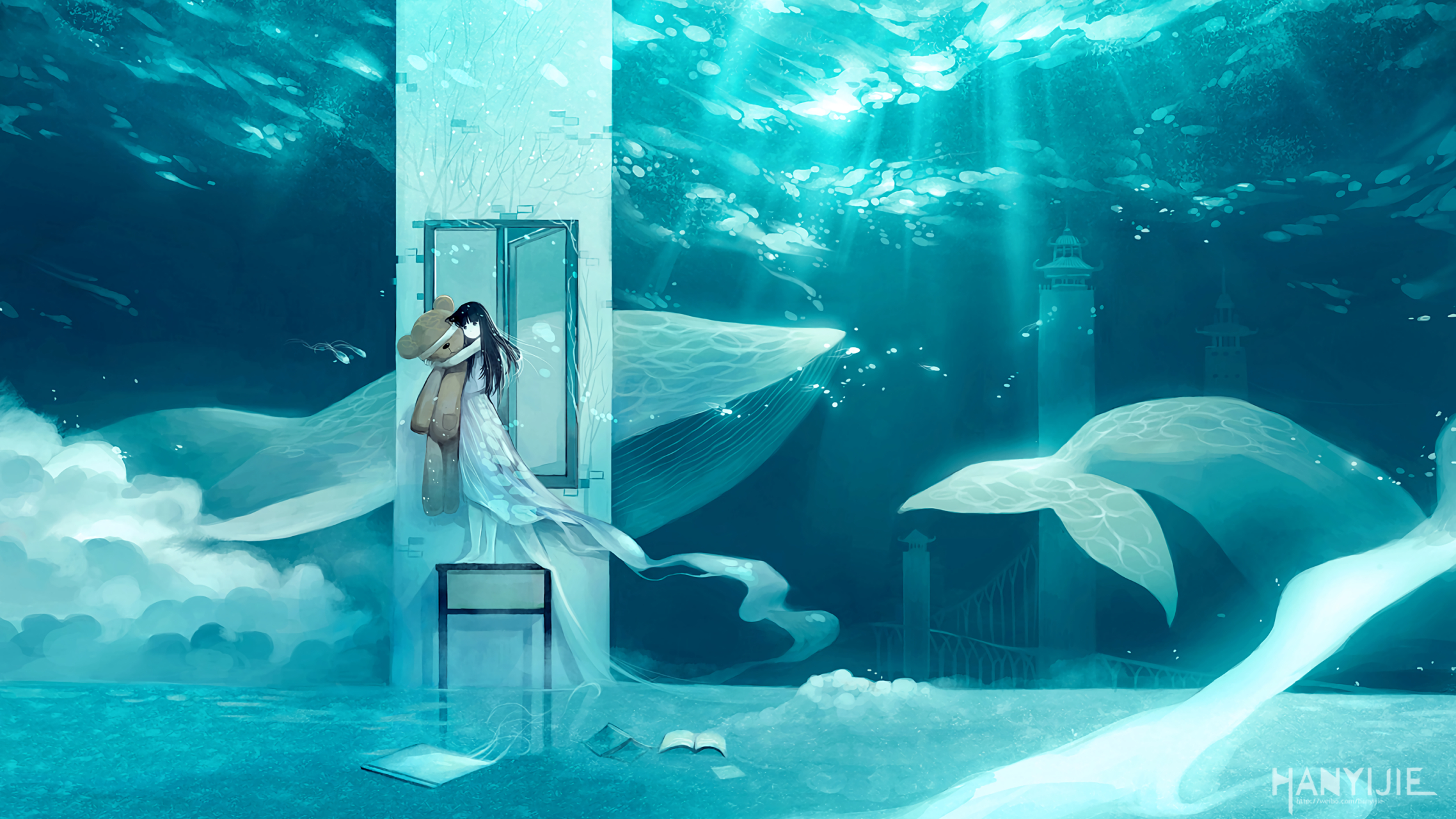深海下的孤独少女#二次元美图# #动漫美图