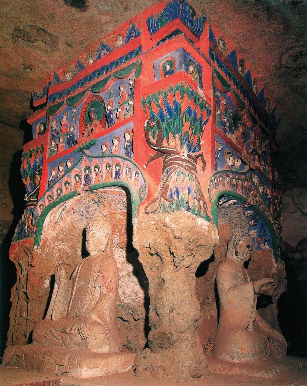 辽宁义县万佛堂石窟第1窟中心柱(北魏,6世纪初)#传统文化# #国画