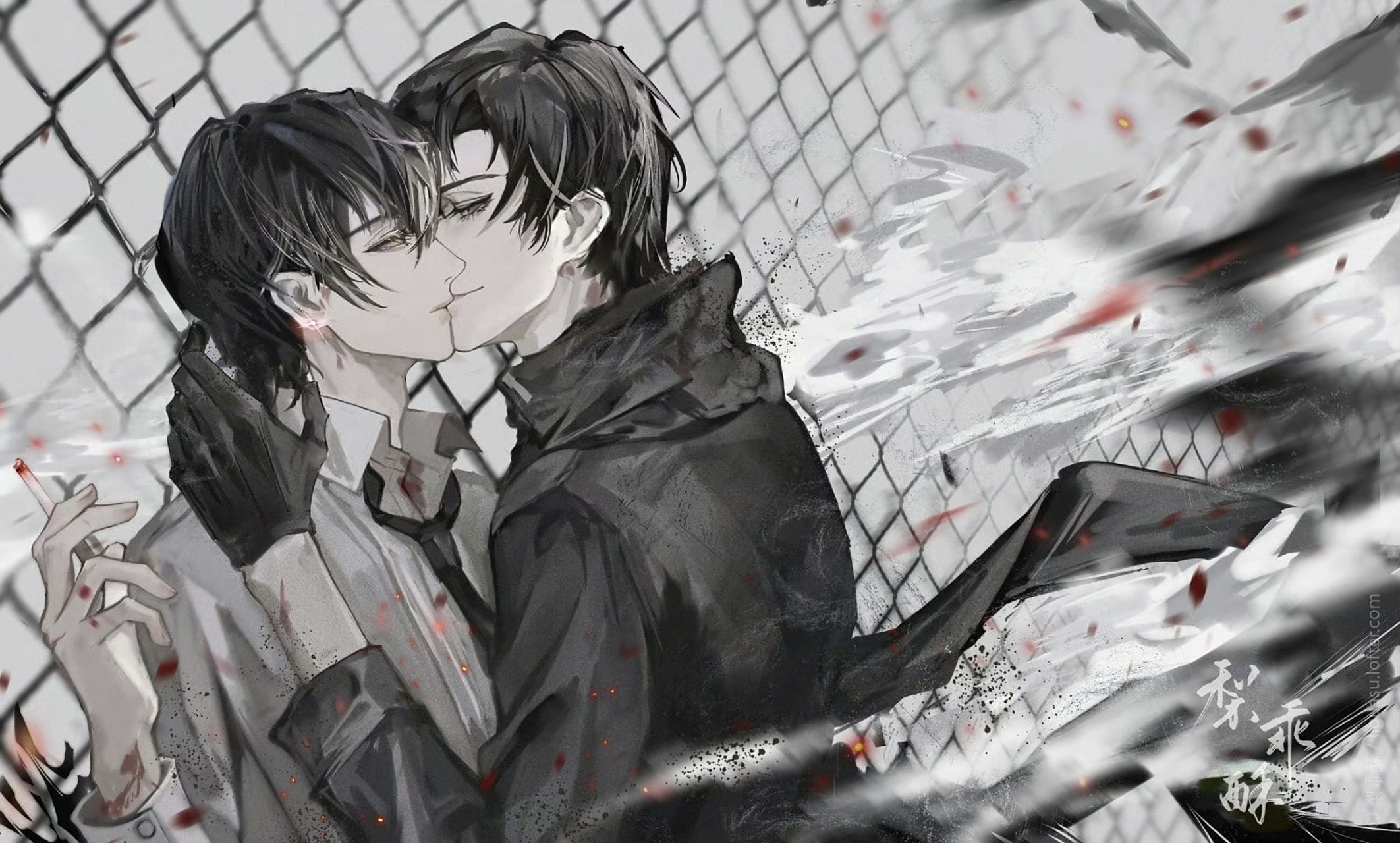 他们在警告声中接吻[心][泪奔]#全球高考#  lof画师:梨乖酥