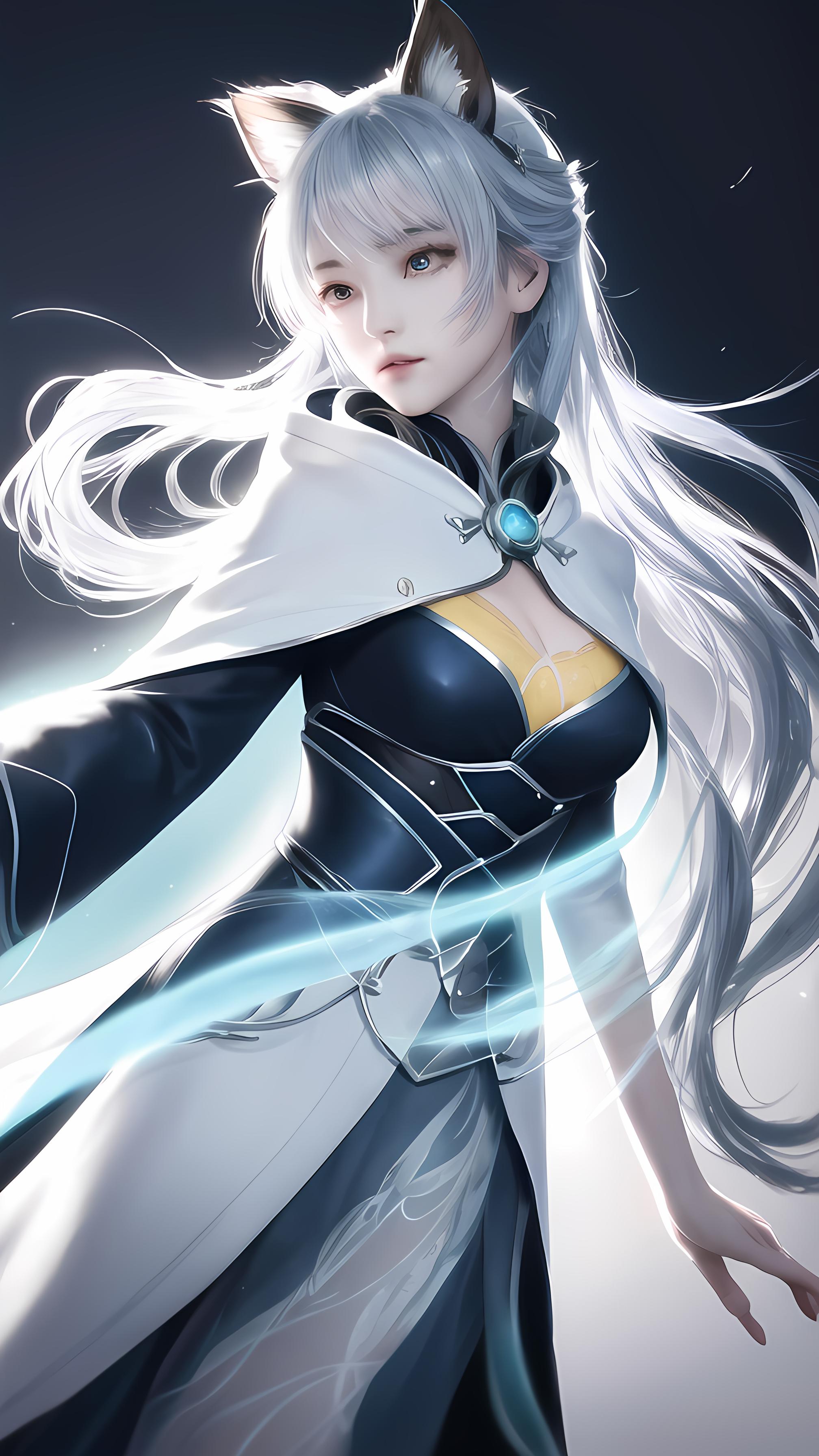 动漫壁纸 蓝衣恶魔少女