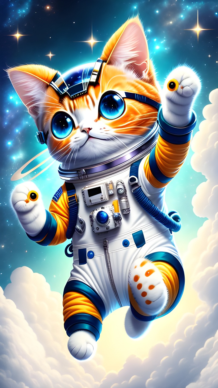 太空猫猫壁纸 #被小猫咪可爱到#  #ai算法生成的图片有多惊艳#  #每日