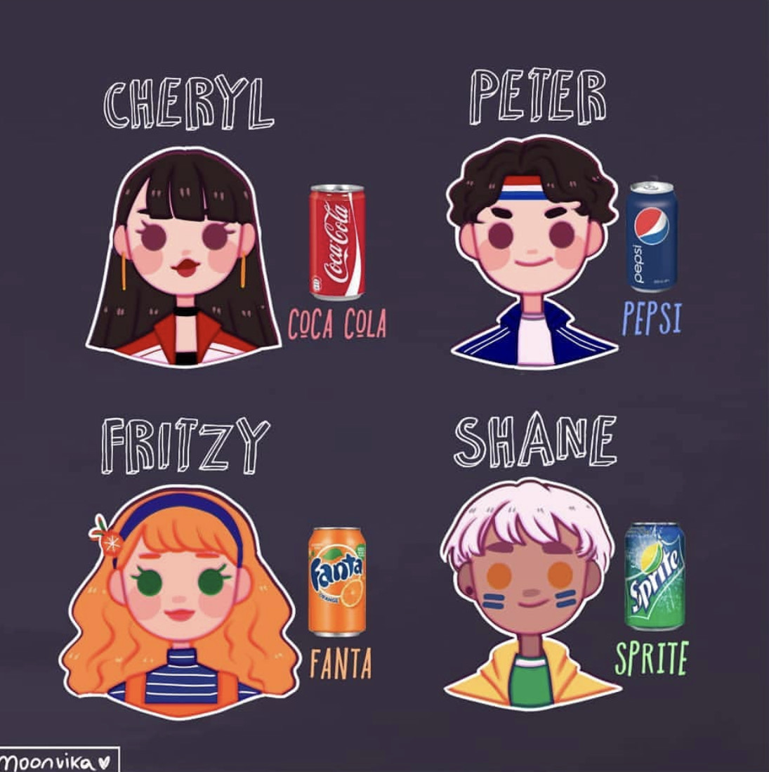 国外画师眼中的"汽水拟人化",芬达无敌美少女,可乐cp真养眼