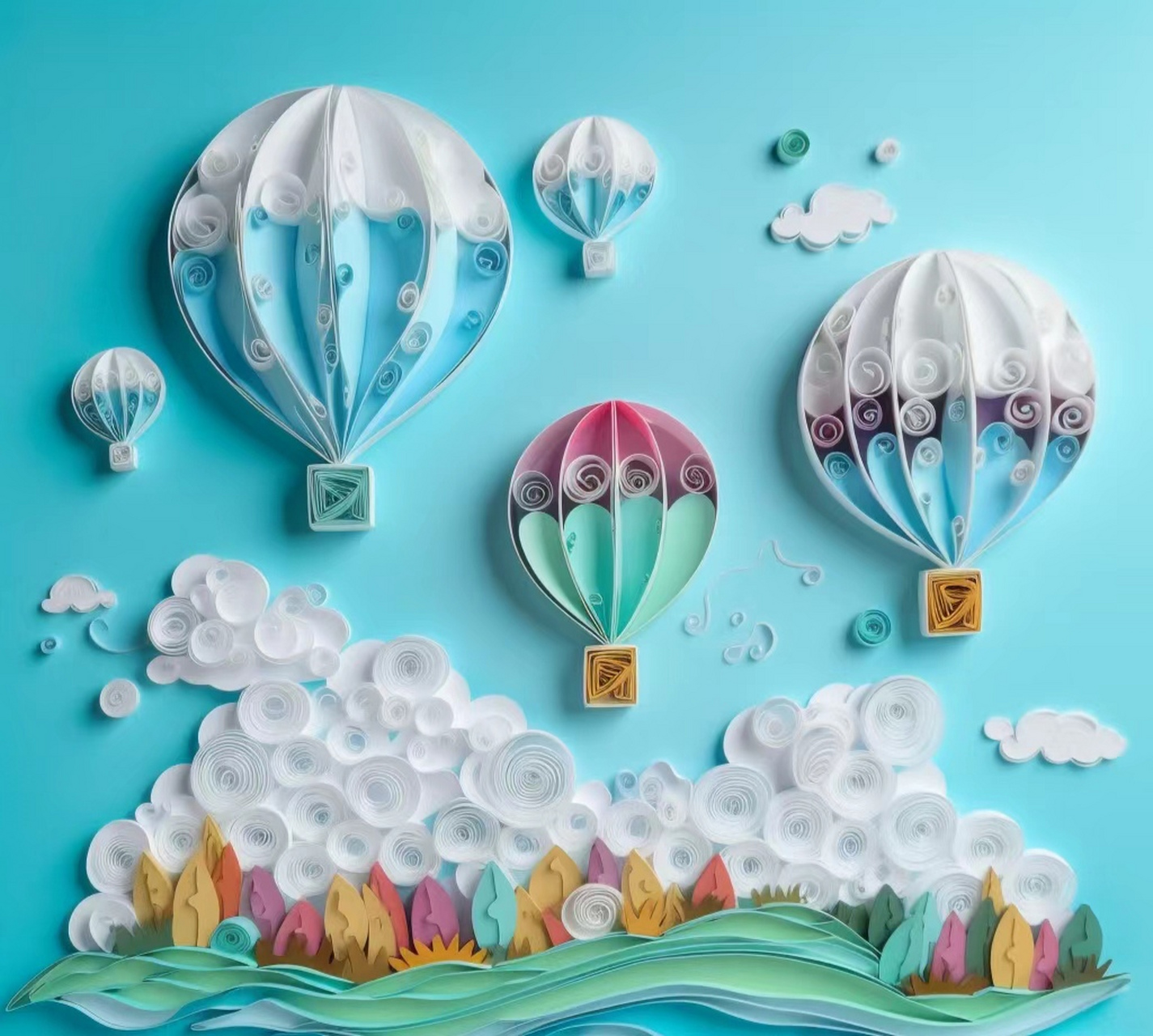 衍纸艺术版的热气球