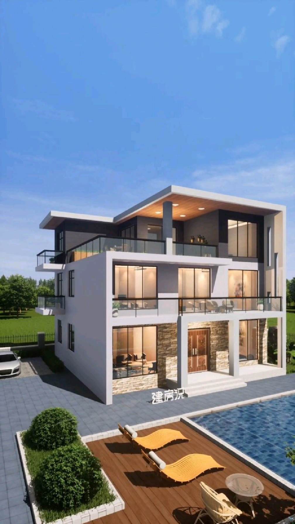 占地150平三层现代风农村自建房别墅设计建房施工图纸齐全可购