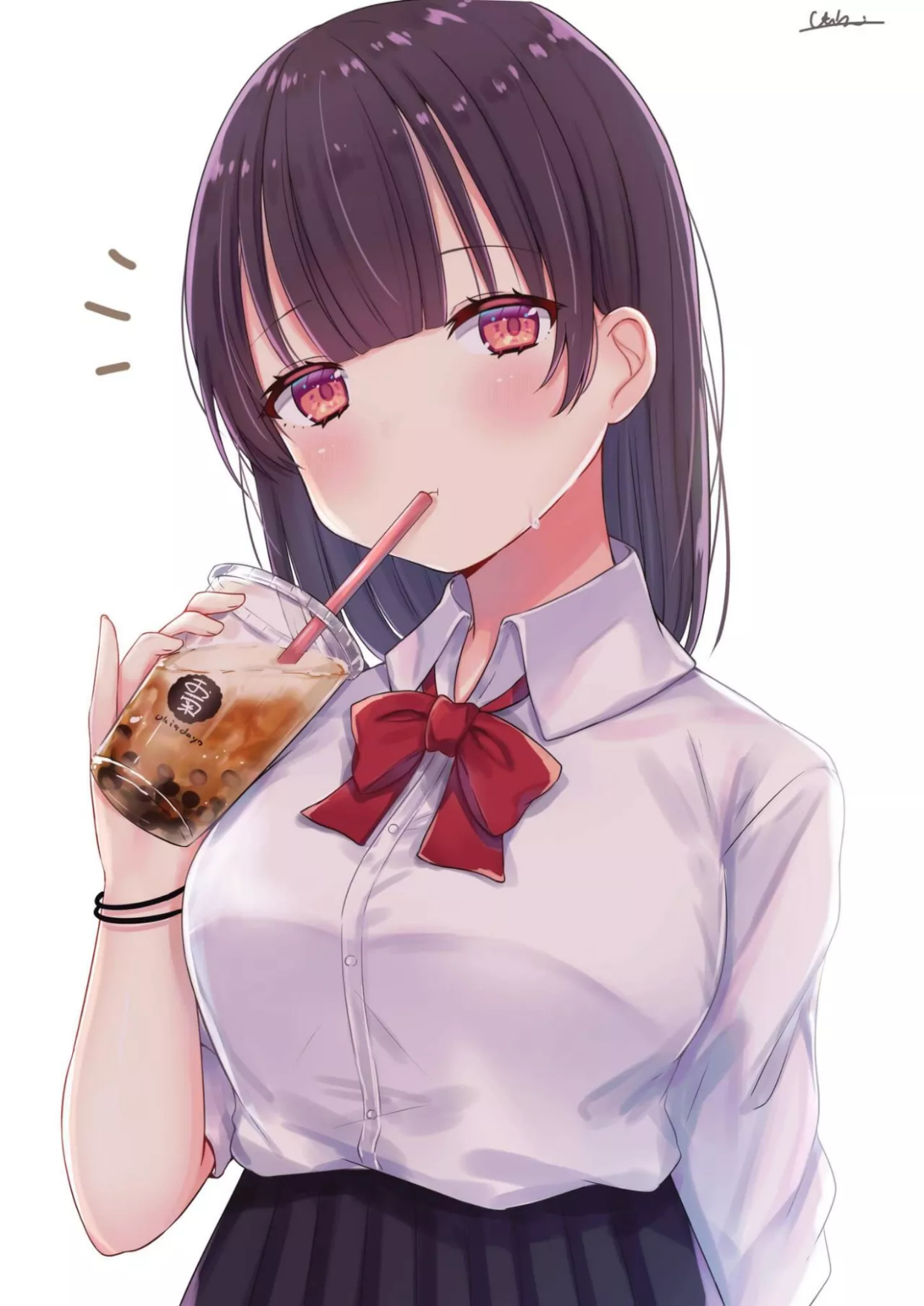 二次元:性感制服美少女,动漫插画壁纸