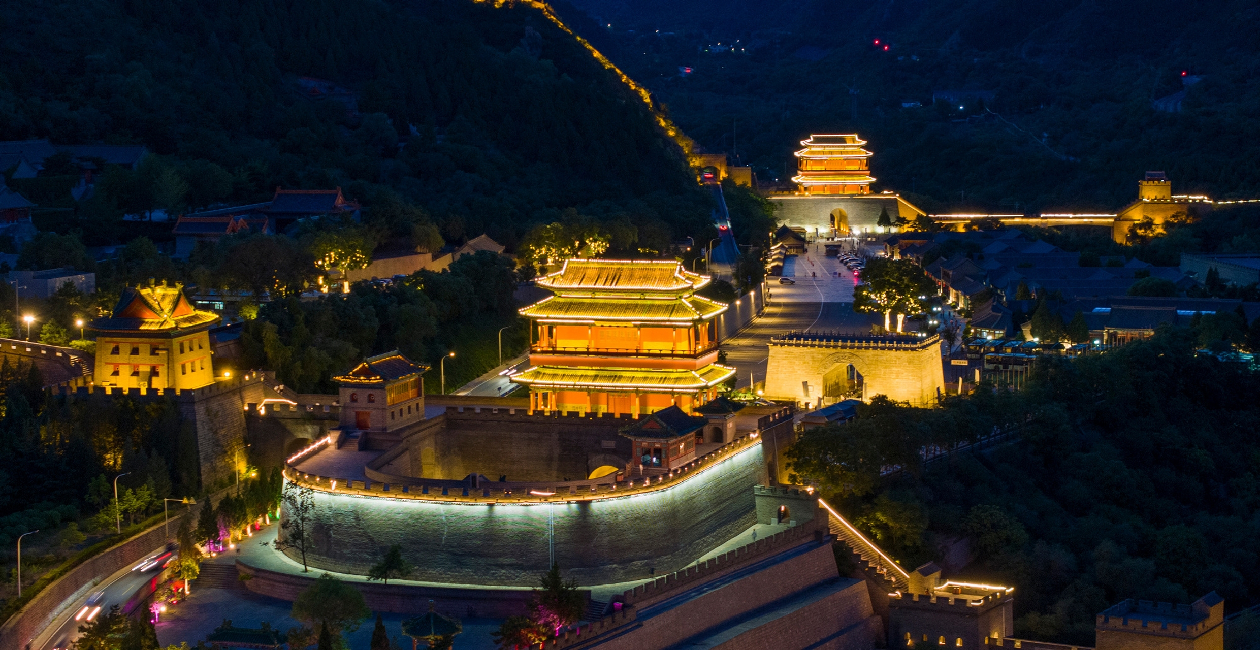 北京昌平居庸关长城夜景,长城夜色光影