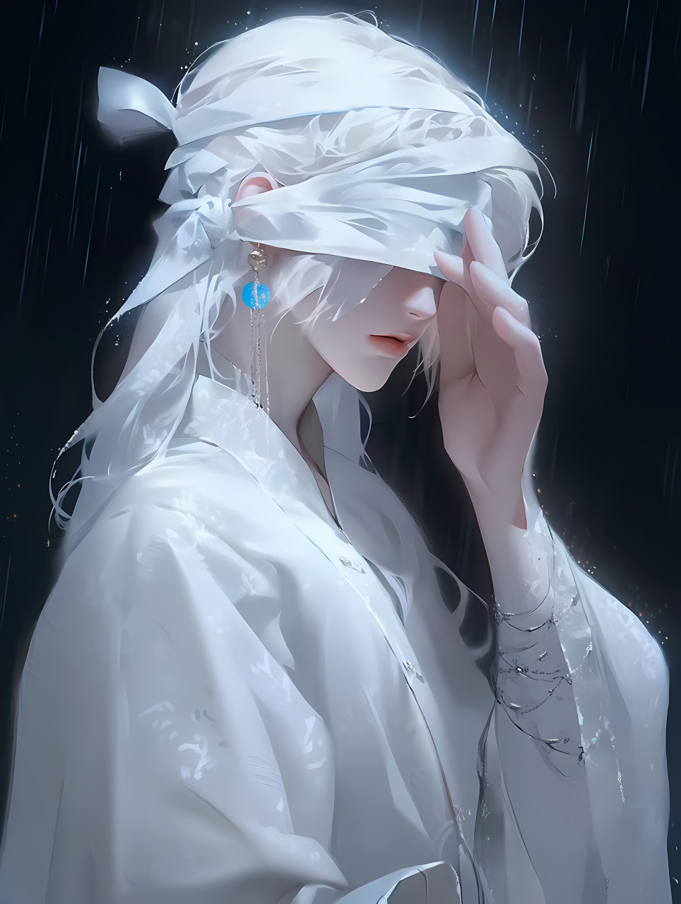 蒙眼白发美人 #二次元# #ai共创计划# #ai绘画