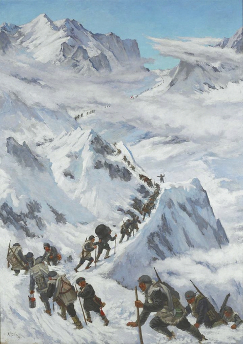 红军爬雪山油画作品图片