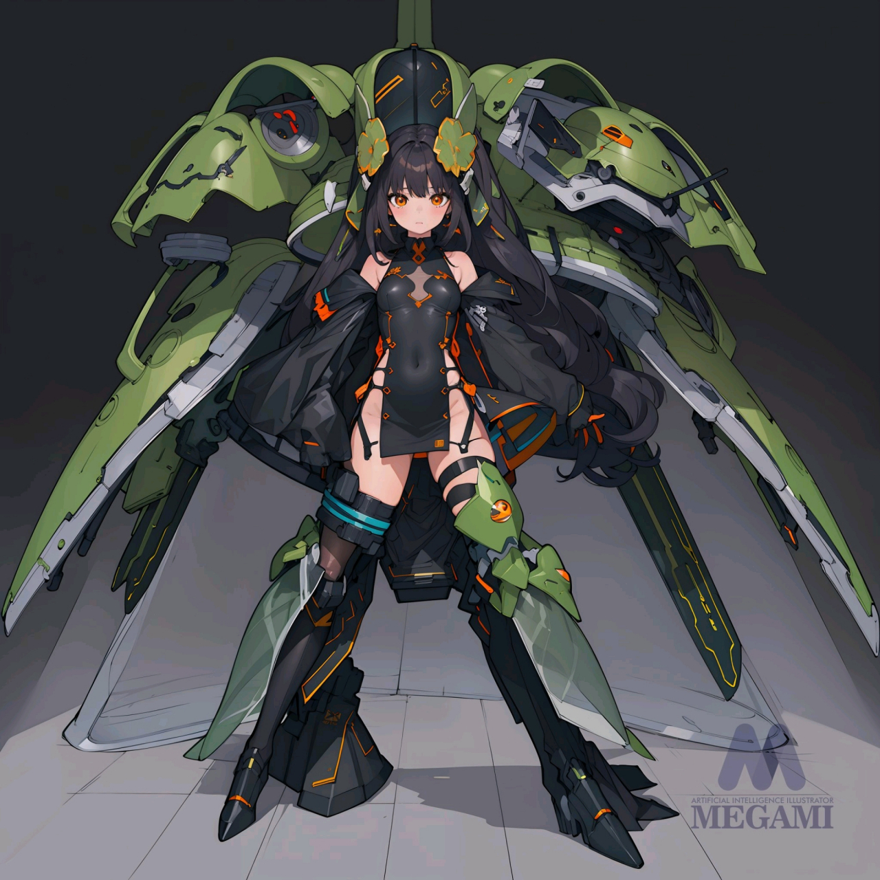 一组机动战士高达ms拟人少女插画,by megami. #动漫# #插画# #高达