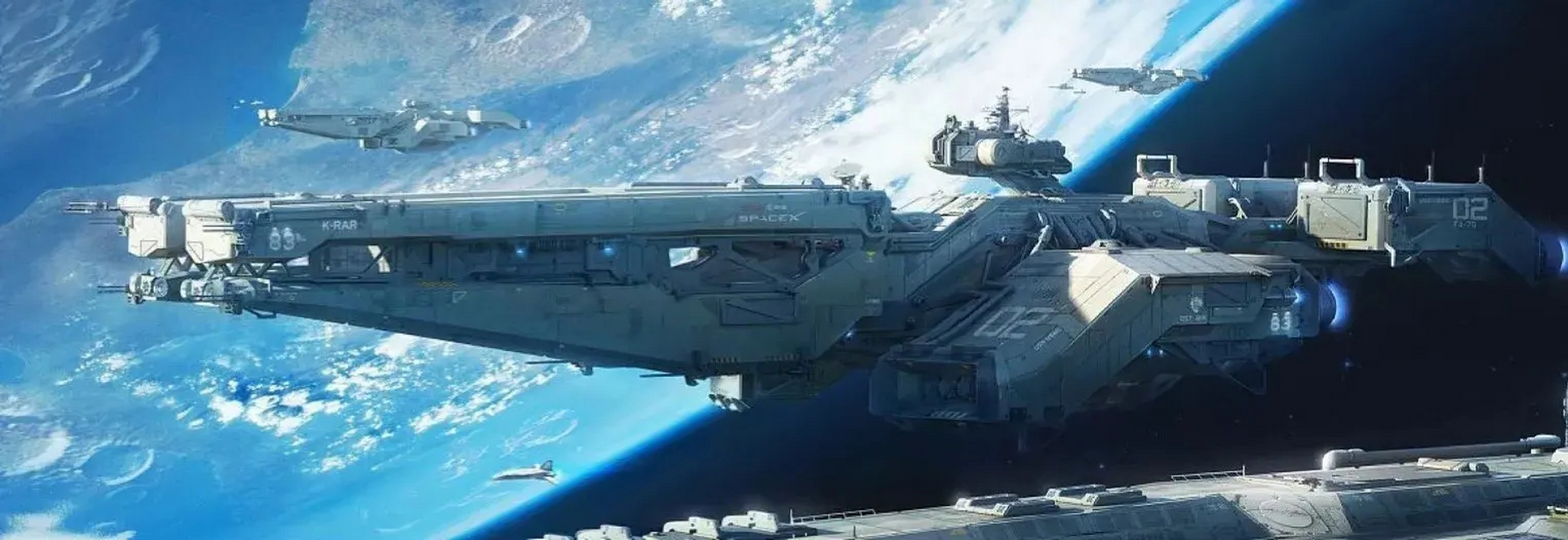 未来科幻太空母舰舰队图片