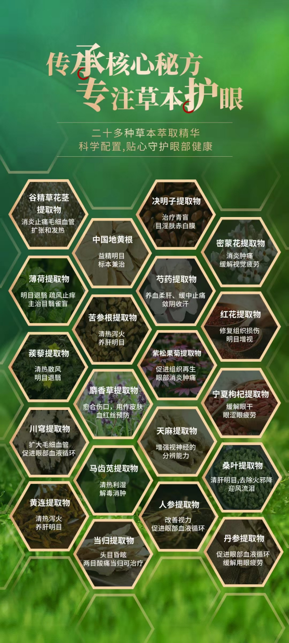 多种草本萃取精华 94科学配置 贴心守护眼部健康 0213种进口成分