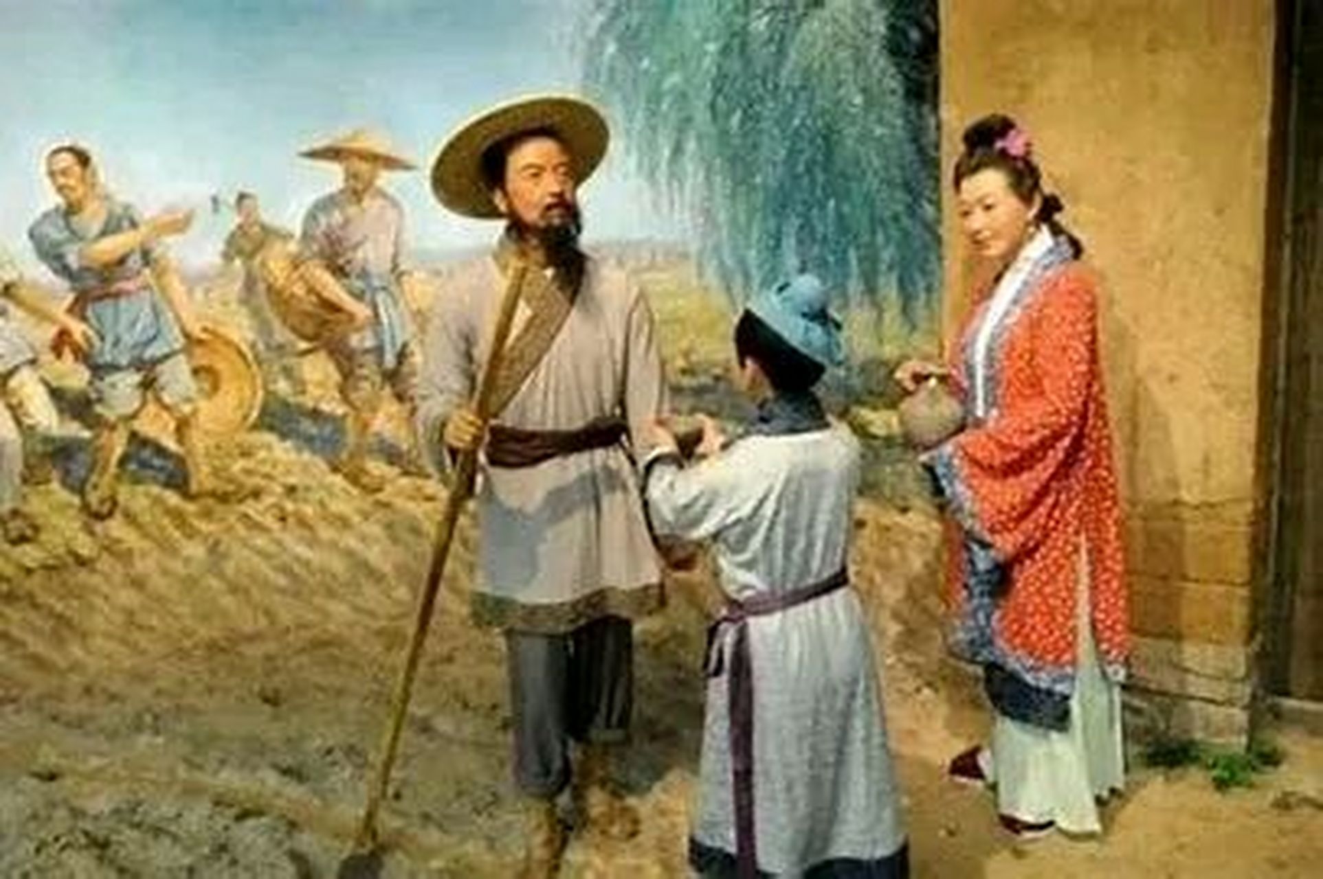 夫妻两个商量用家里仅有的白面蒸一个馒头,哪个儿子抢到就卖谁.