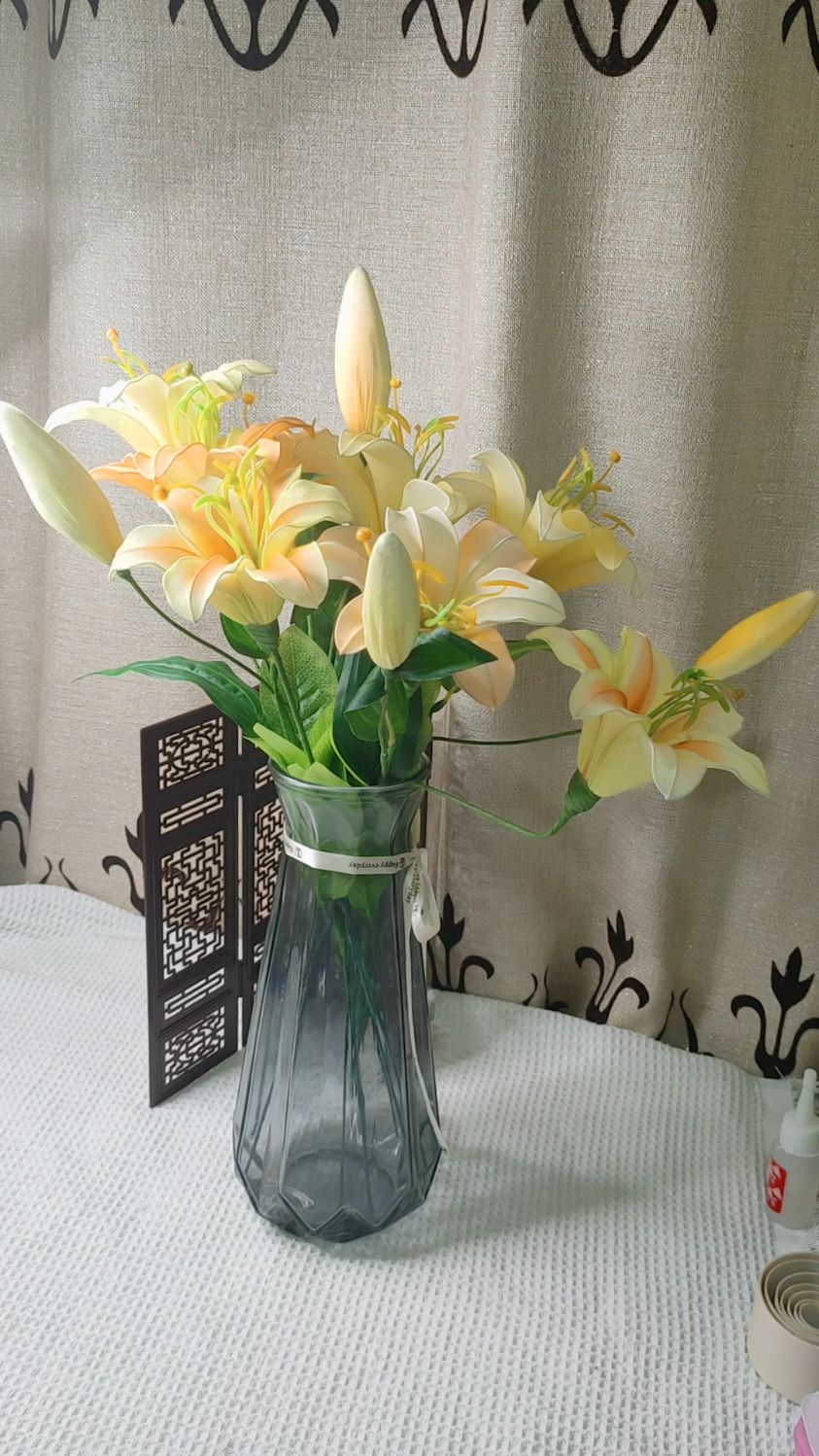 手工丝网花百合成品欣赏