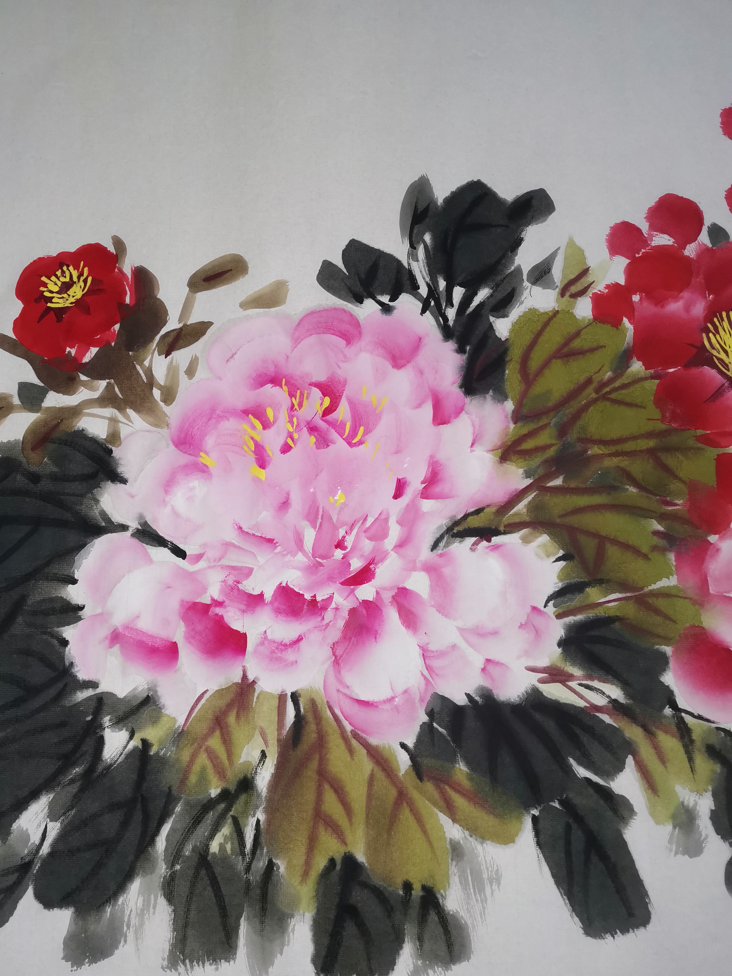 国画写意花鸟画,原创手绘牡丹图