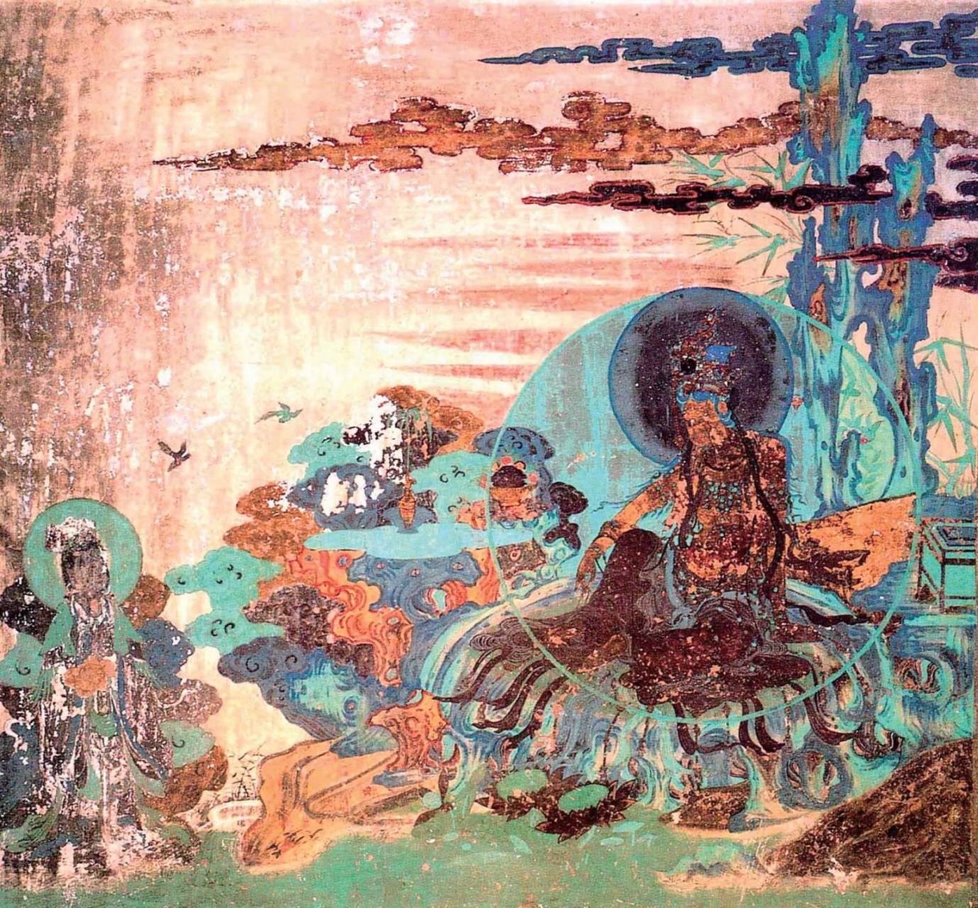 甘肃安西榆林窟第2窟西壁南侧水月观音壁画(西夏)