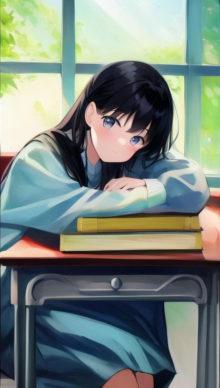 有趣表情:好看的漂亮的学校女孩动漫美女头像表情手机壁纸 #有趣表情