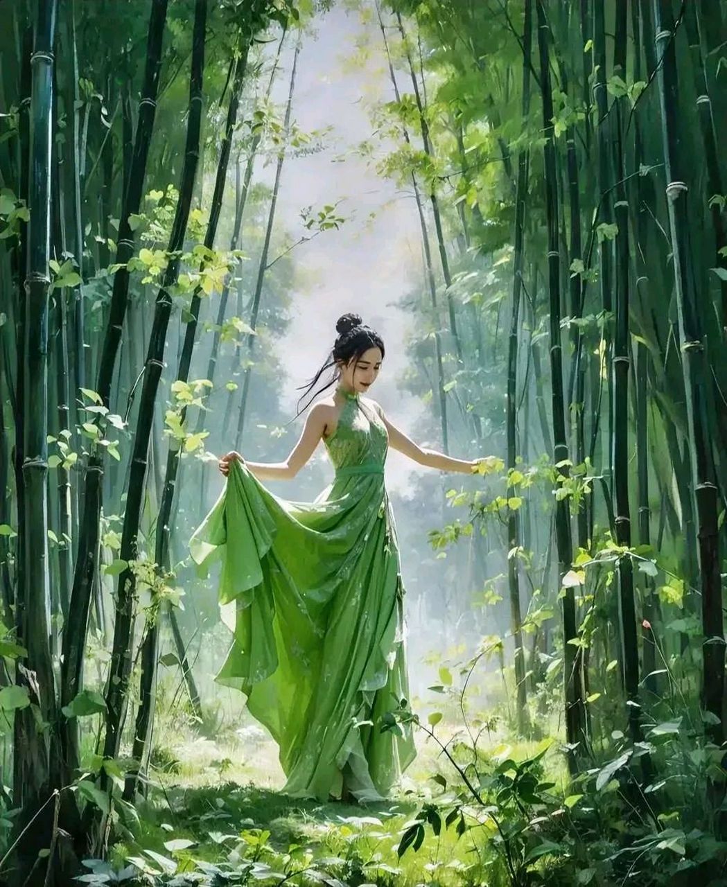 上联:竹林藏幽女 下联