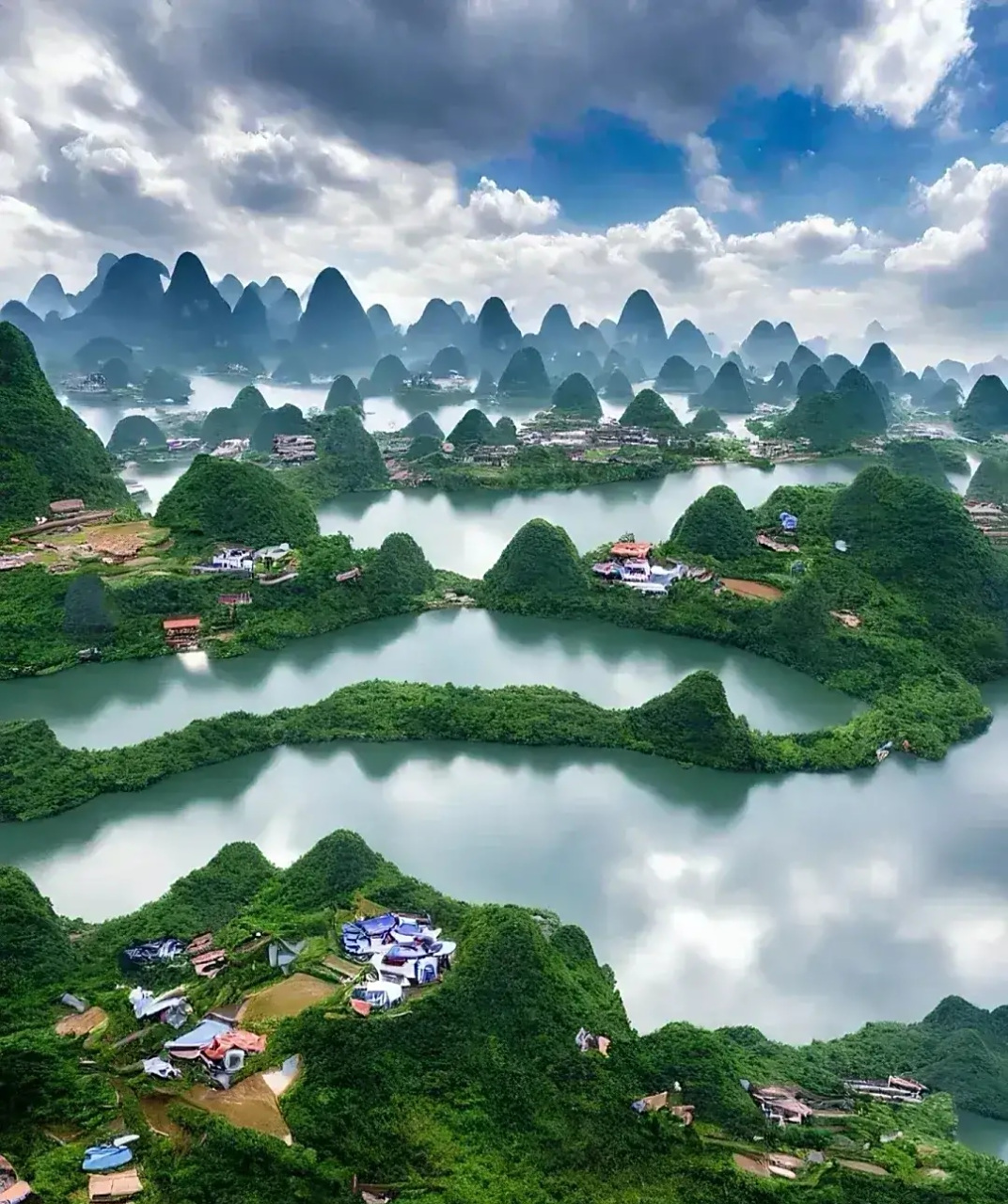 ai写出桂林壮美的诗歌! 高铁经过广西桂林乘客站起来,拍到的画面.