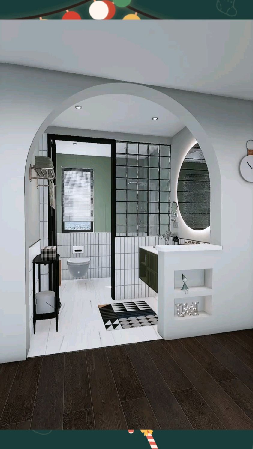 年轻人喜欢的卫生间圆弧门洞就是美