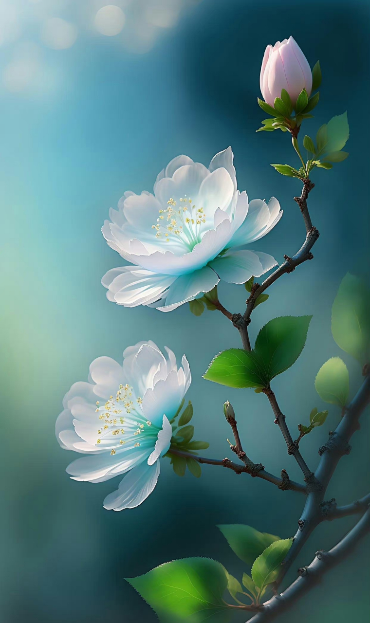 精美al绘画淡雅幽蓝花朵壁纸