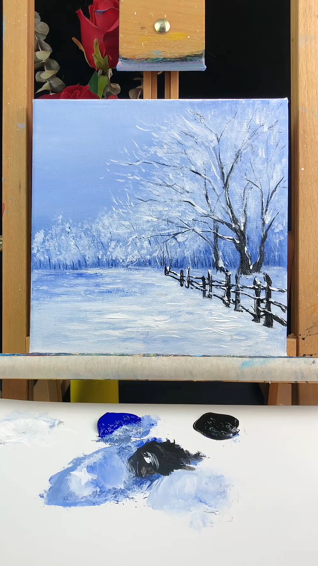 简单画雪景|栅栏|丙烯画入门教程-度小视