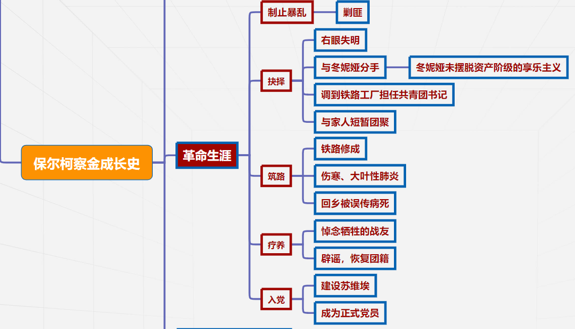 保尔人生阶段思维导图图片