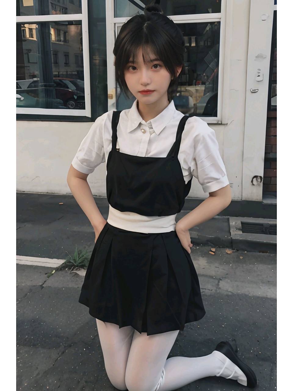 黑色短裙搭配白色连裤袜,让你成为这个秋季最耀眼的女神!