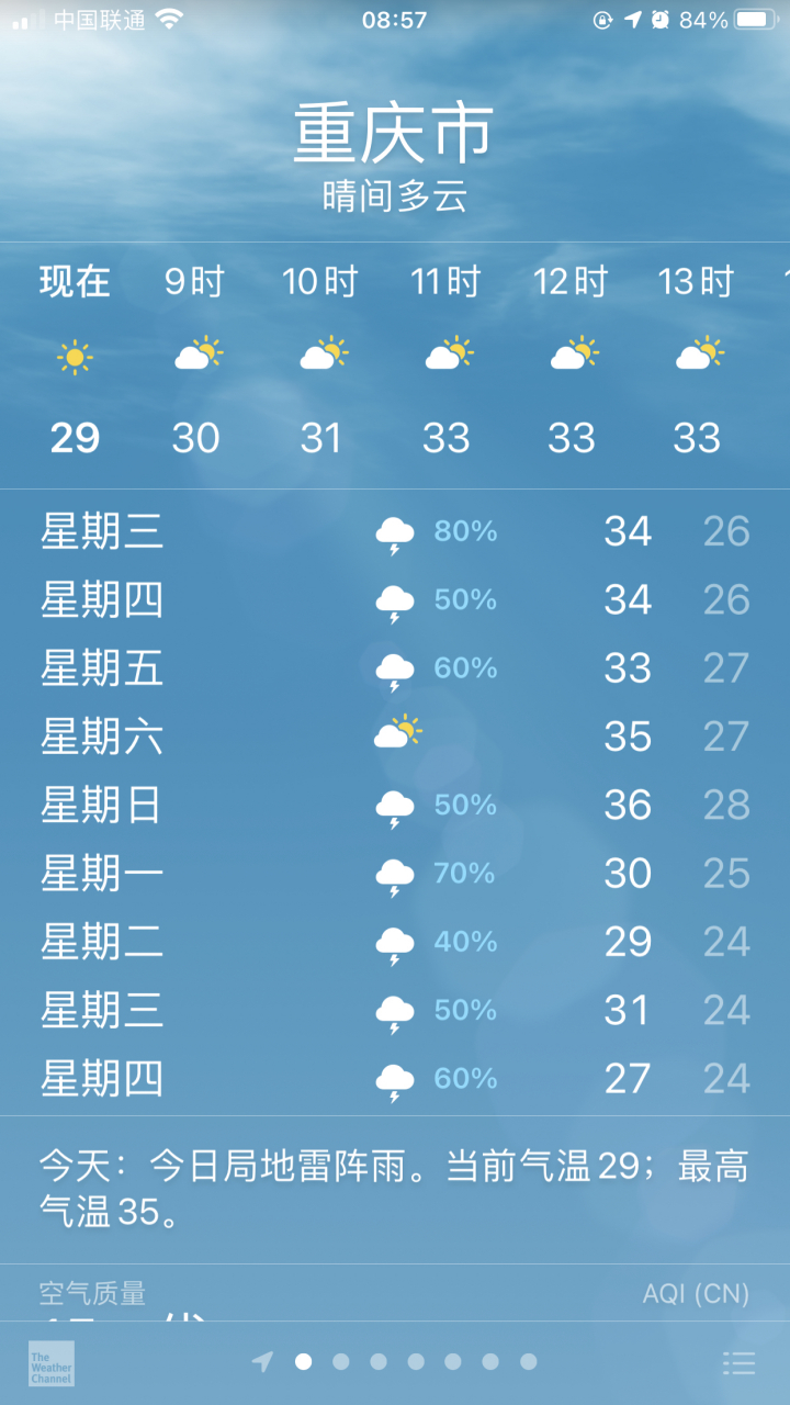 重庆一周天气预报今天图片