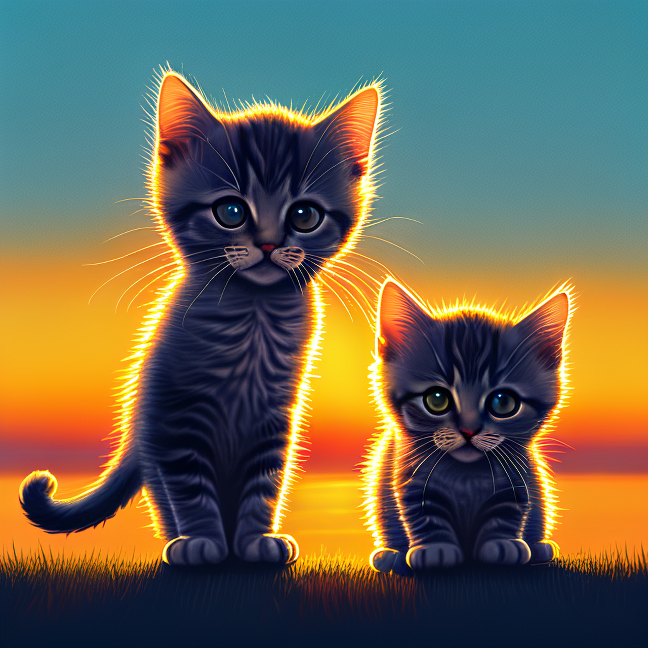 两只小猫,老大和老二的故事,他们喜欢在夕阳的山顶看世界,思考猫生!