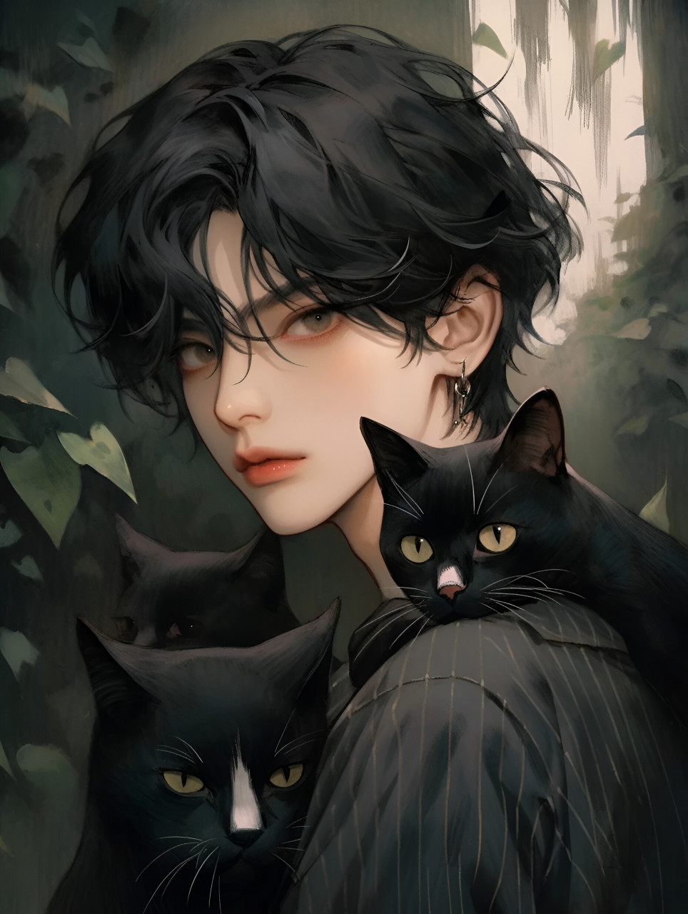 黑猫与少年 #二次元# #ai绘画# #ai共创计划