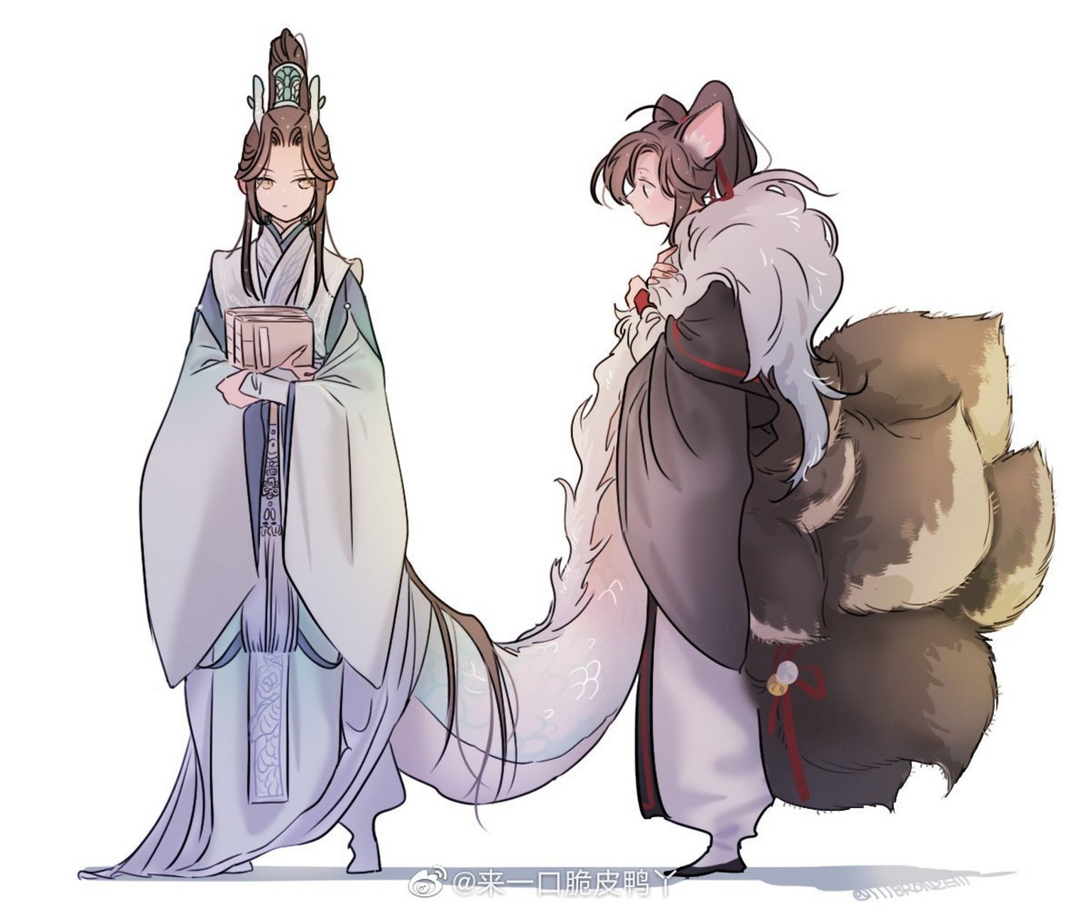 魔道祖师##漫画#  龙叽[心]狐羡, 这也太可爱啦!